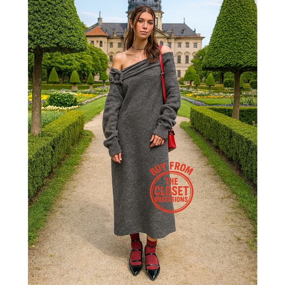 ZARA Off-the-Shoulder Knit Dress NWT - Picture 3 of 16